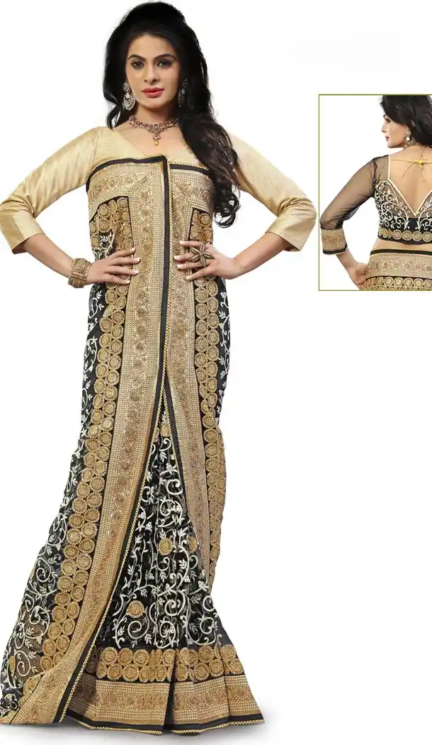 Black Net Designer Saris with Readymde Blouse | FH430568457