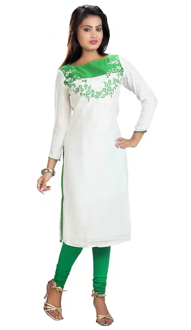 White Cotton Straight Readymade Kurti  | FH431268539