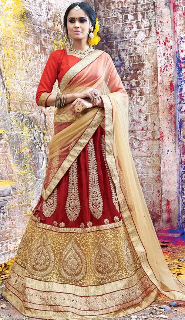 Maroon Net Woman Designer Wedding Lehenga Choli Online | FH431568564