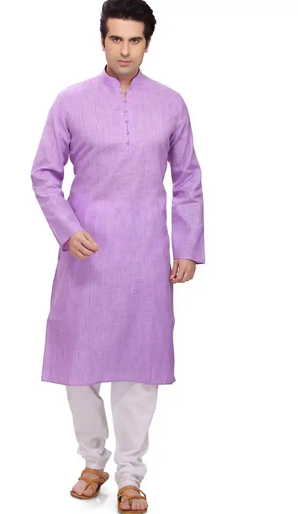 Lavender Color Cotton Formal Wear Men's Readymade Kurta Pajama | FH431768580