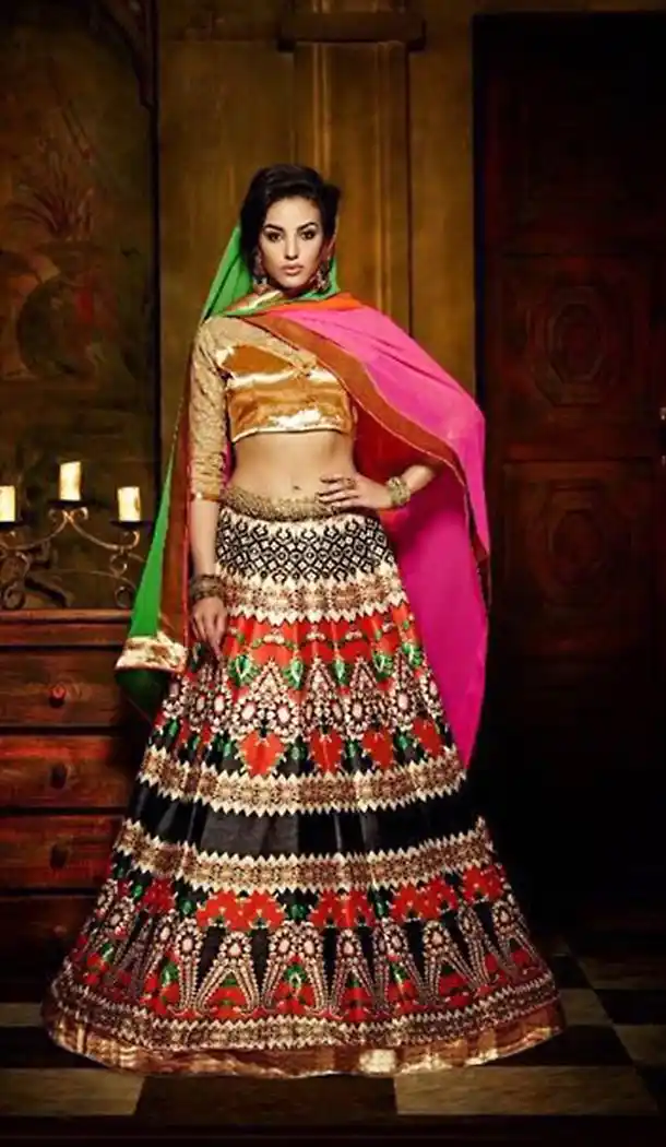 Black Color Silk Woman Party Wear Lehenga Choli Online | FH432368649