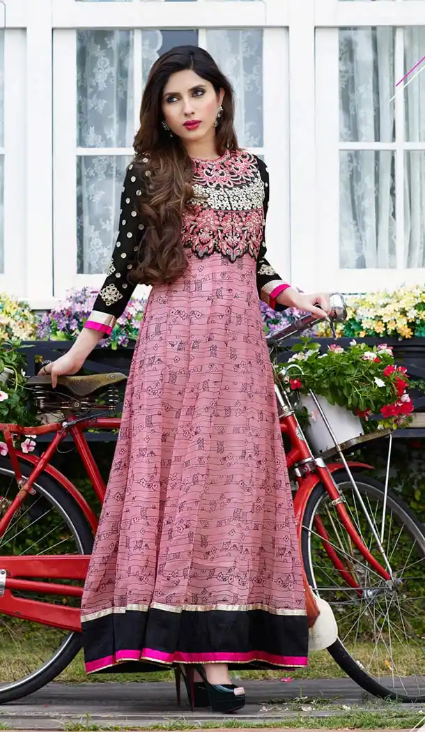 Salmon Georgette Long Lenght Pakistani Anarkali Salwar Kameez | FH432468651