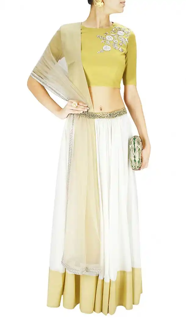 Off White Georgette Designer Readymade Lehenga Choli Online | FH434268896