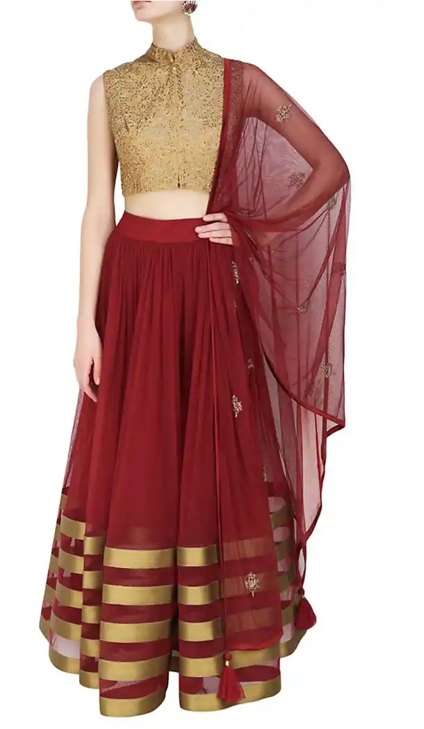 Maroon Net Designer Readymade Lehenga Choli Online | FH434268904
