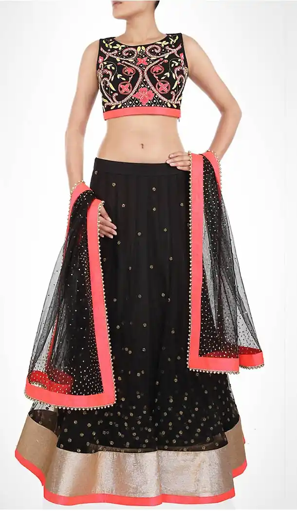 Black Net Designer Readymade Lehenga Choli Online | FH434468916