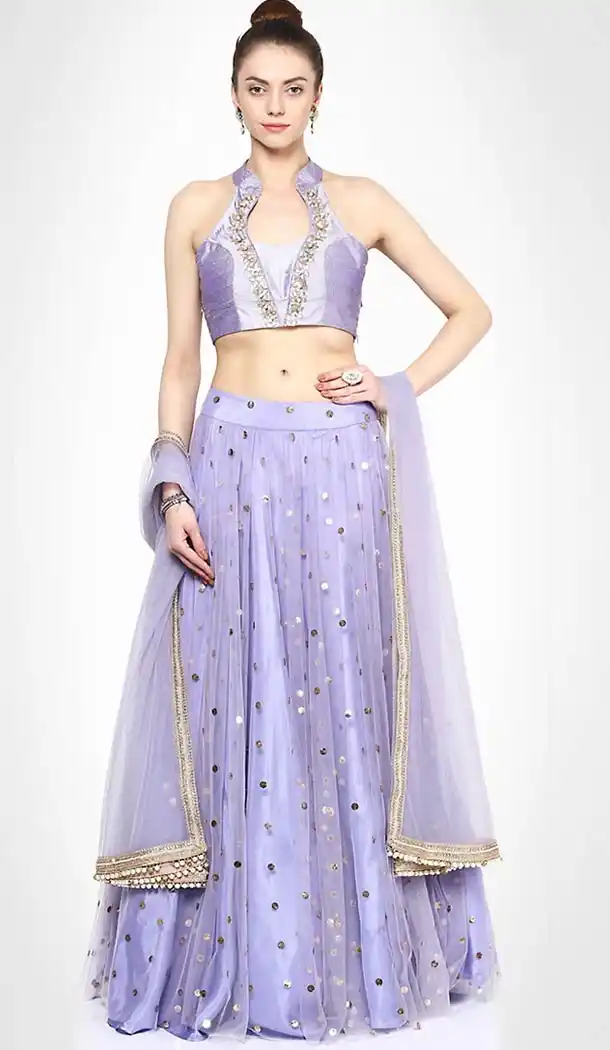 Lavender Net Designer Readymade Lehenga Choli Online | FH434468919