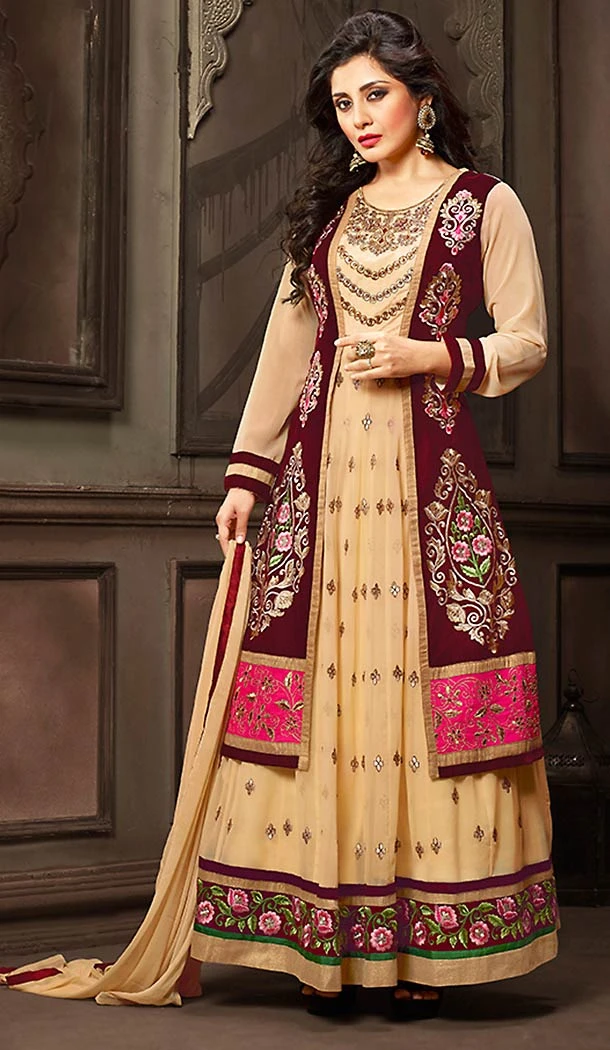French Beige Georgette Pakistani Salwar Kameez Collection | FH434969015