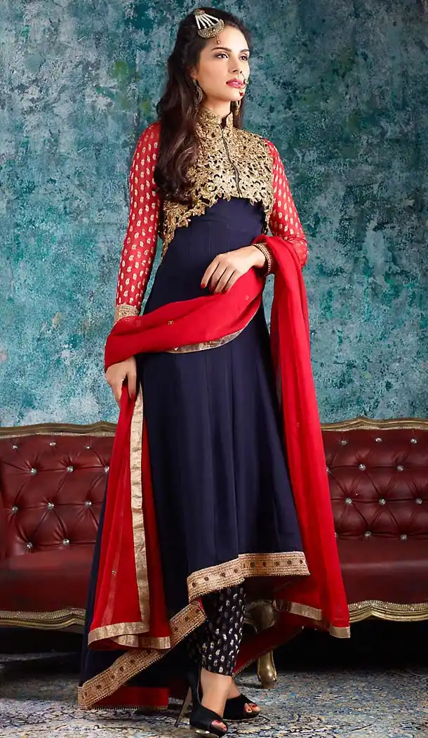 Navy Blue Georgette Pakistani Salwar Kameez Collection For Eid | FH435769071