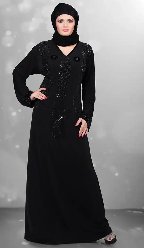Black Color Lycra Islamic Burqa Hijab and Abaya Collection Online | FH435869074