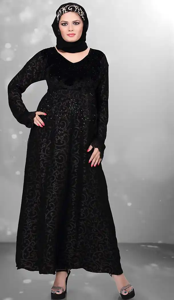 Black Color Lycra,Velvet Islamic Burqa Hijab and Abaya Collection Online | FH435869075