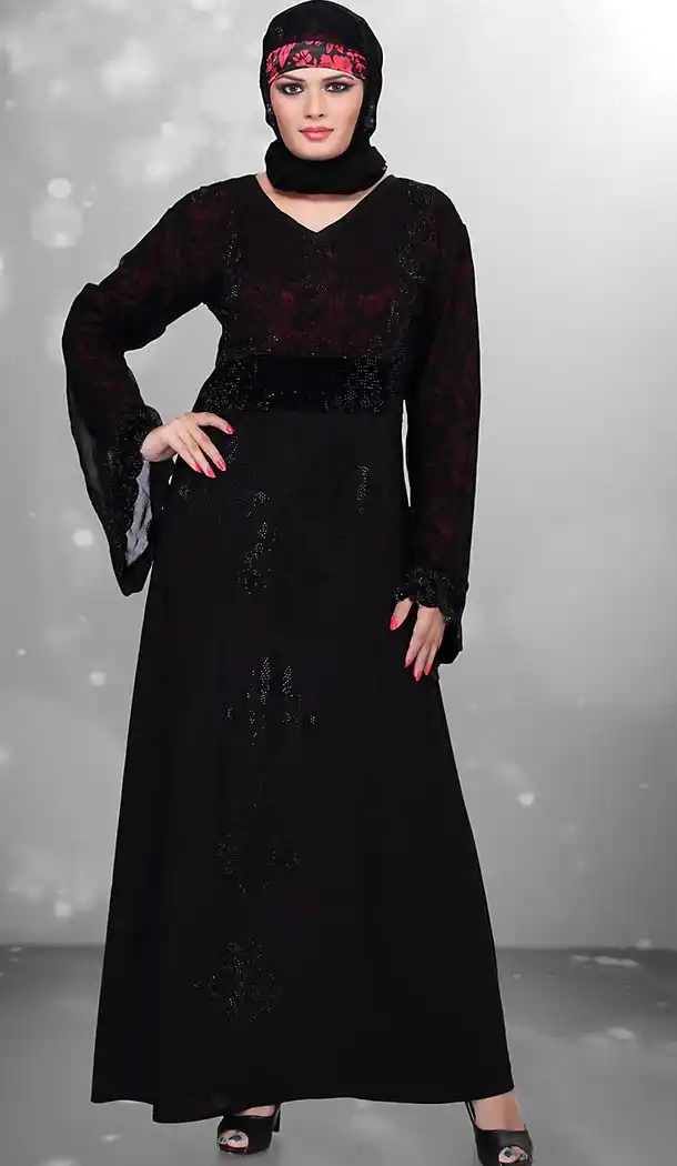 Black Color Lycra Islamic Burqa Hijab with Abaya Collection Online | FH435869078