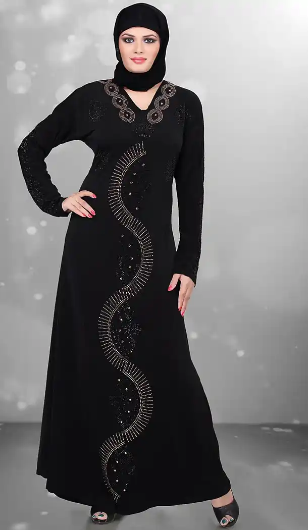 Black Color Lycra Islamic Burqa Hijab with Abaya Collection Online | FH435869080