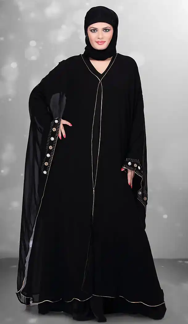 Black Color Lycra Islamic Burqa Hijab with Abaya Collection Online | FH435869081