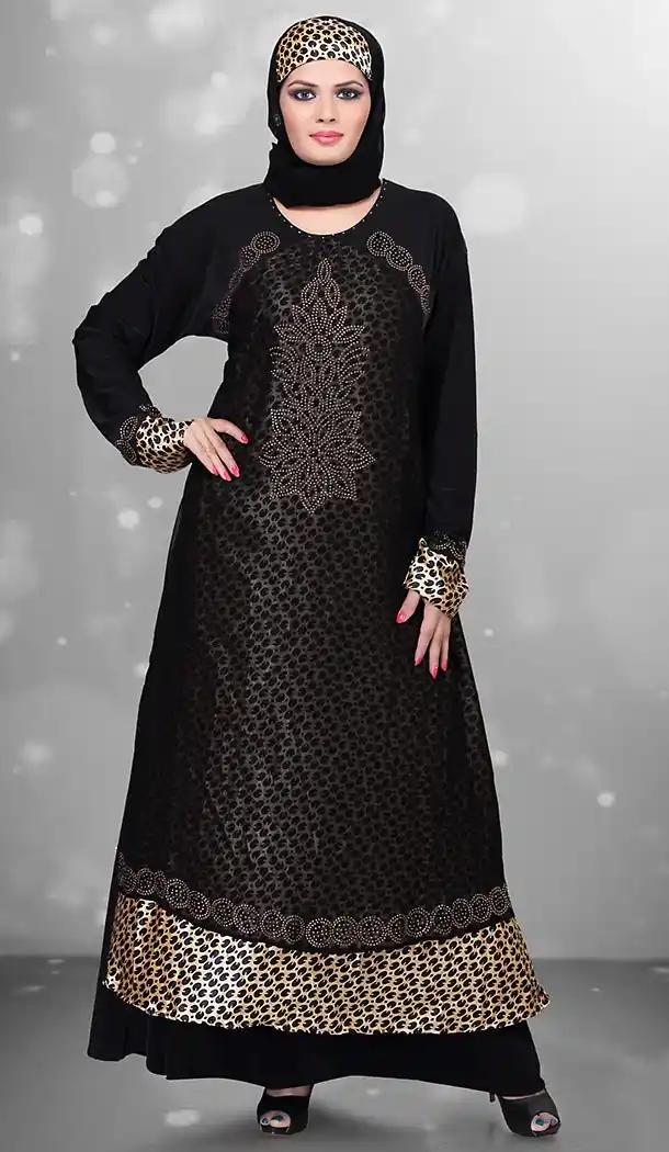Black Color Lycra Islamic Burqa Hijab with Abaya Collection Online | FH435869082