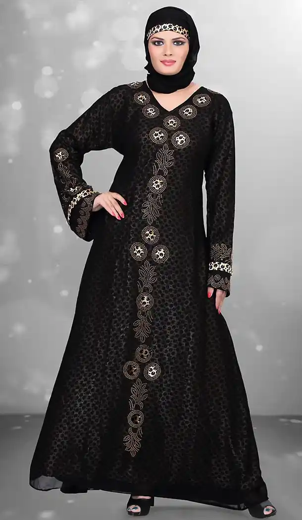 Black Color Lycra Islamic Burqa Hijab with Abaya Collection Online | FH435869083