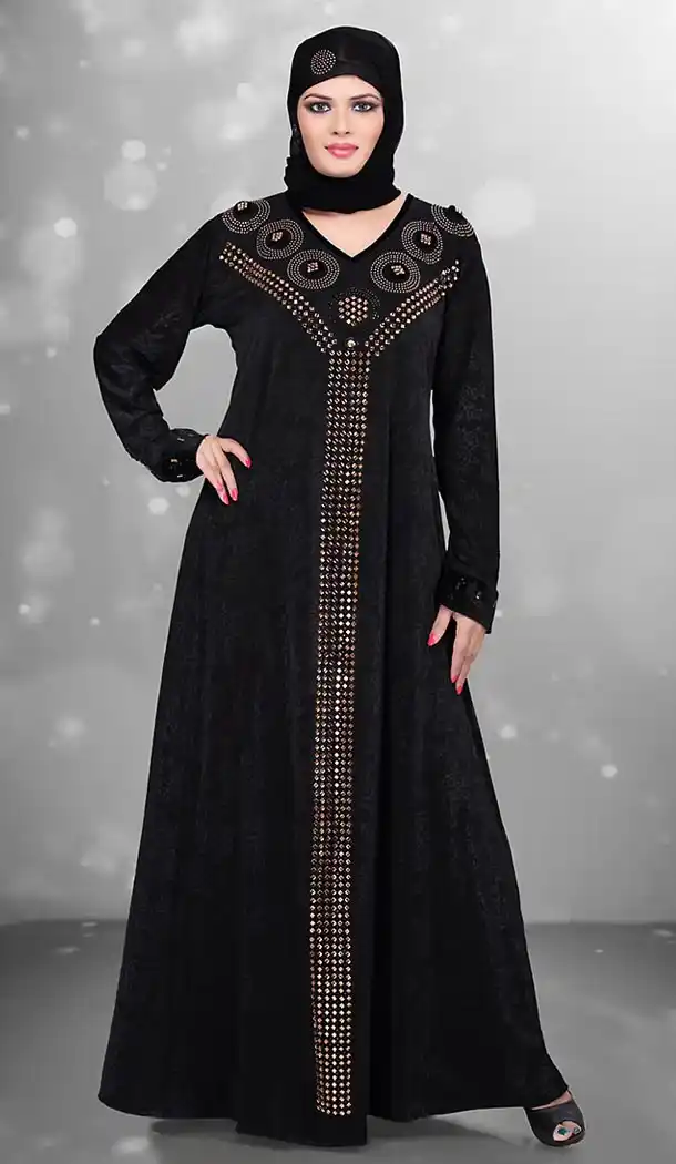 Black Color Lycra Islamic Burqa Hijab with Abaya Collection Online | FH435869085