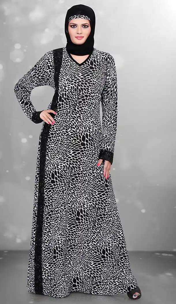 Black Color Lycra Islamic Burqa Hijab with Abaya Collection Online | FH435869088