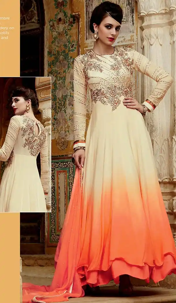 Orange Color Chiffon India Fashion Style Party Wear Stitched Gowns Online Shopping | FH437069215