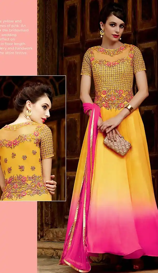 Yellow Color Chiffon India Fashion Style Party Wear Stitched Gowns Online Shopping | FH437069218