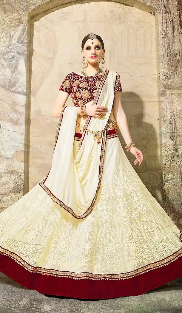 Cream Color Fancy Designer Lehengas Choli with Dupatta | FH437269222