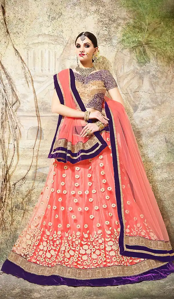 Salmon Color Fancy Designer Lehengas Choli with Dupatta | FH437269223