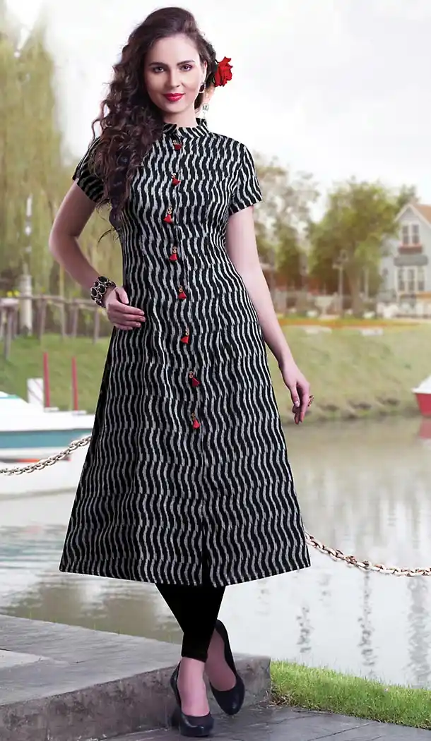 Black Color Silk Achkan Style Girls Readymade Kurti Online | FH438169331