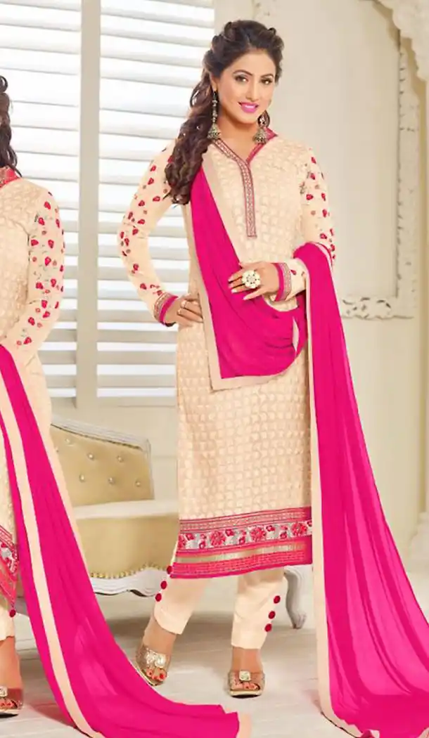 Dark Cream Color Georgette Straight Cut Style Pakistani Formal Dresses with Dupatta | FH438869387