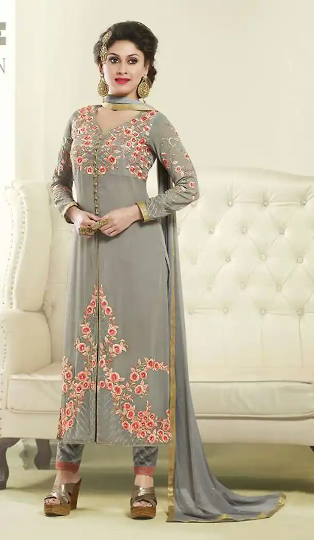 Dove Color Georgette Designer Party Wear Stitched Salwar Suits with Dupatta | FH439869494
