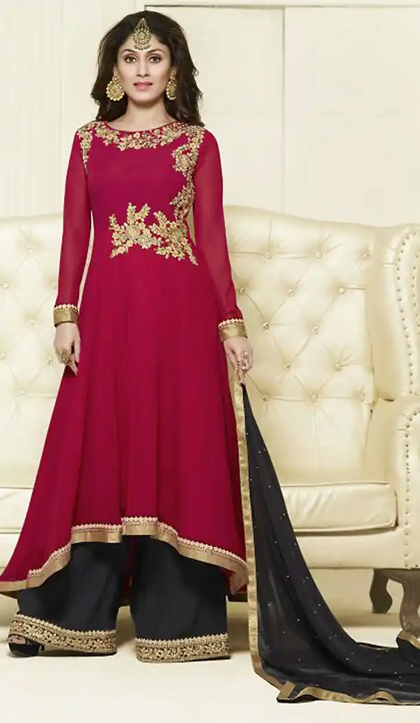 Magenta Color Georgette Designer Party Wear Stitched Salwar Suits with Dupatta | FH439869499