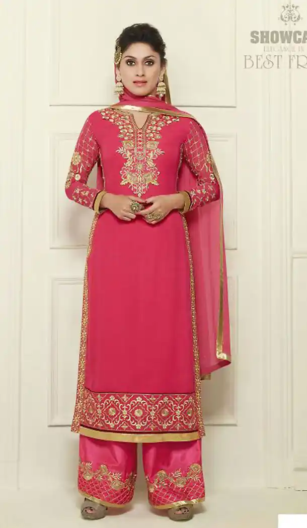 Pink Color Georgette Designer Party Wear Stitched Salwar Suits with Dupatta | FH439869500
