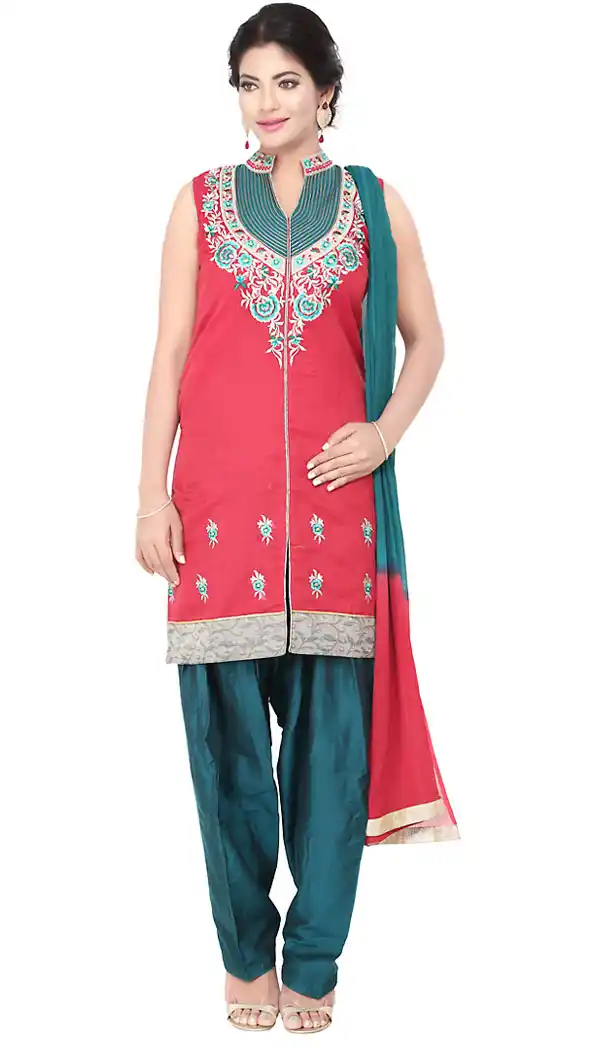 Crimson Color Cotton Readymade Casual Narrow Pants Suits with Dupatta | FH440169533