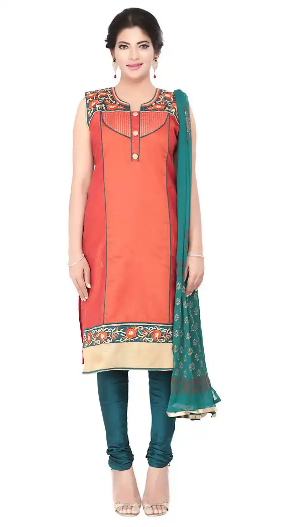 Orange Color Cotton Readymade Casual Churidar Suits with Dupatta | FH440169534