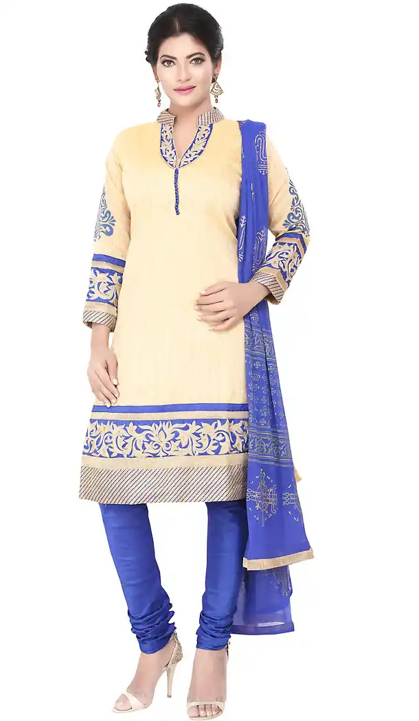 Cream Color Cotton Readymade Casual Churidar Suits with Dupatta | FH440169536