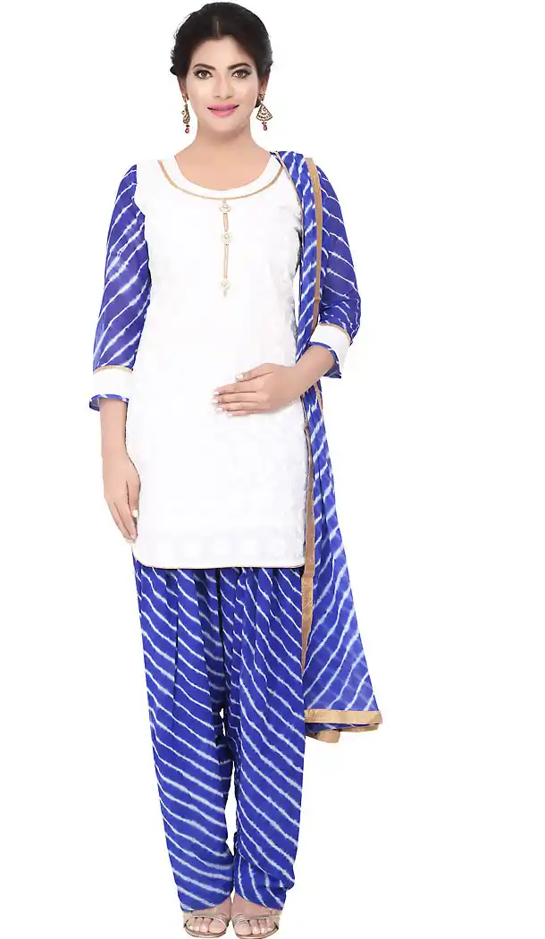 Off White Color Chanderi Silk Readymade Casual Patiyala Suits with Dupatta | FH440169537
