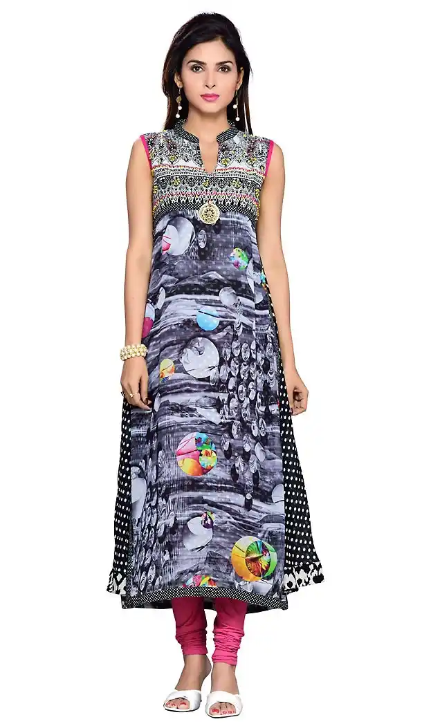 Multiple Color Georgette Readymade Long Trendy Kurtis For Women | FH440269548