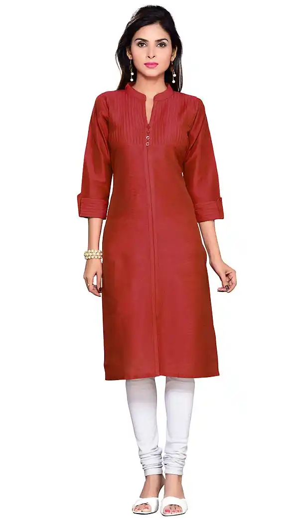 Maroon Color Cotton Readymade Long Trendy Kurtis For Women | FH440269555