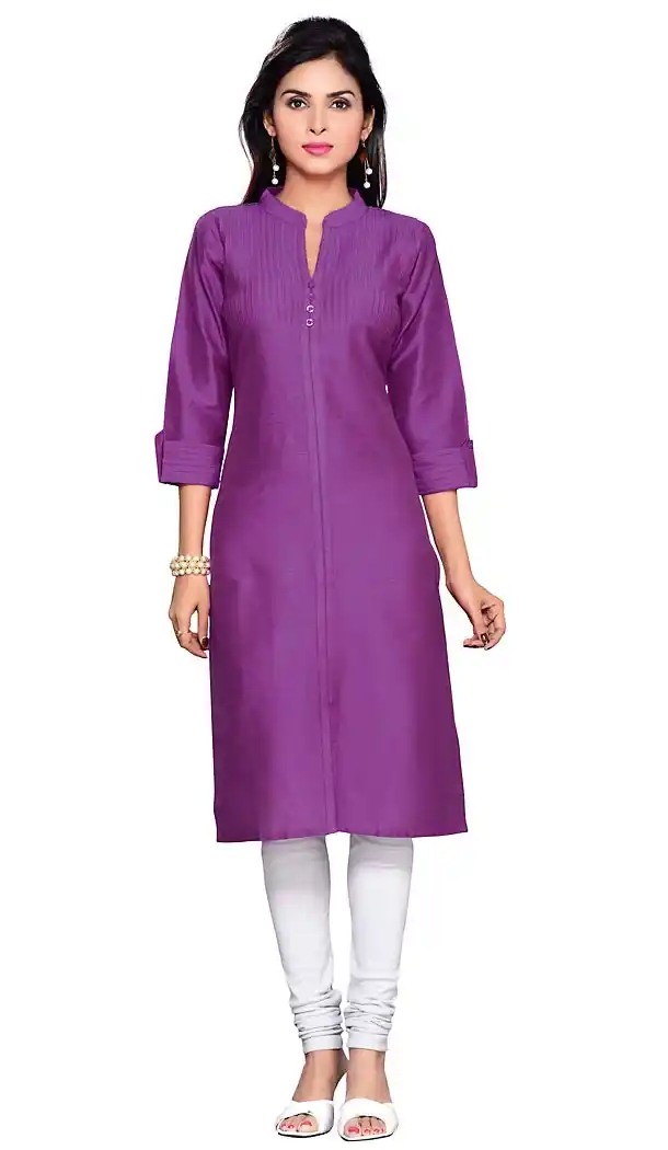 Purple Color Cotton Readymade Long Trendy Kurtis For Women | FH440269559