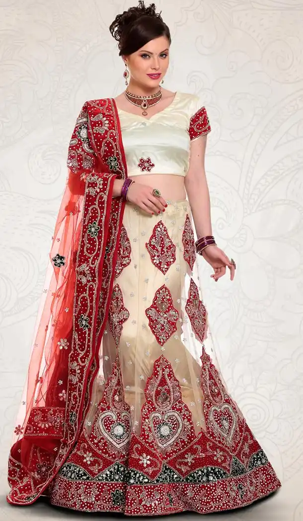 Beige Color Net Indian Designer Bridal Wedding Stitched Lehengas with Dupatta | FH440869619