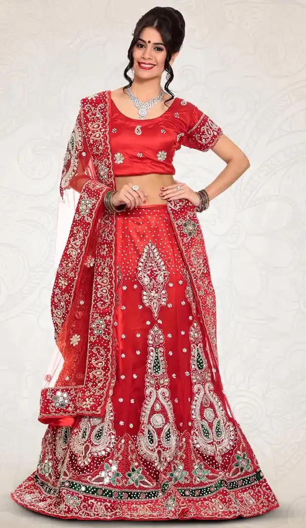 Red Color Net Indian Designer Bridal Wedding Stitched Lehengas with Dupatta | FH440869622
