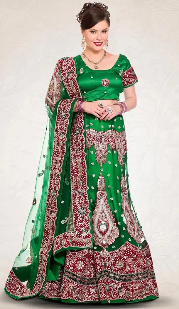 Lime Green Color Net Indian Designer Bridal Wedding Stitched Lehengas with Dupatta | FH440969643