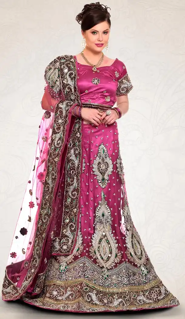 Deep Pink Color Net Indian Designer Bridal Wedding Stitched Lehengas with Dupatta | FH441069657