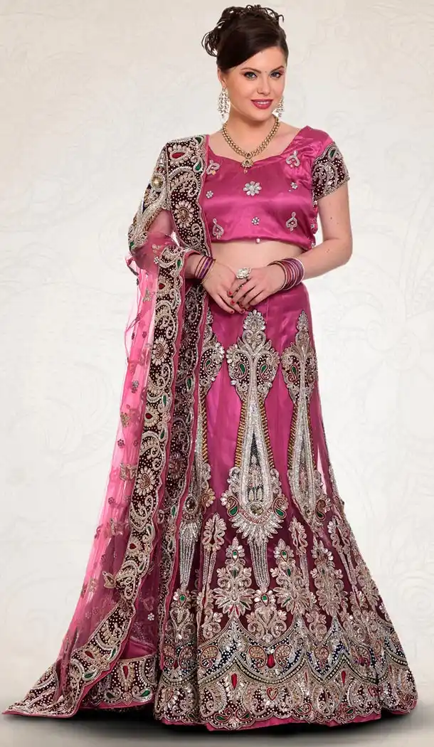 Deep Pink Color Net Indian Designer Bridal Wedding Stitched Lehengas with Dupatta | FH441069658