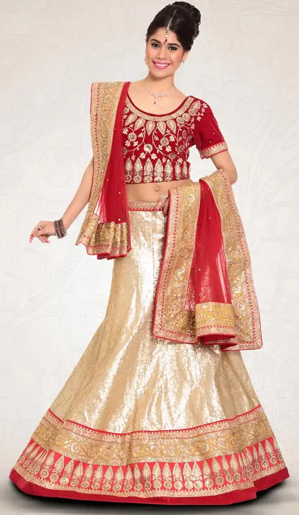 Beige Color Georgette Indian Designer Bridal Wedding Stitched Lehengas with Dupatta | FH441069663