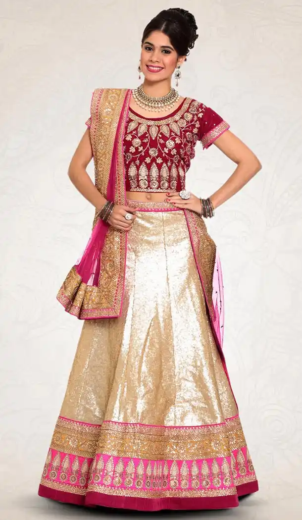 Beige Color Georgette Indian Designer Bridal Wedding Stitched Lehengas with Dupatta | FH441069664