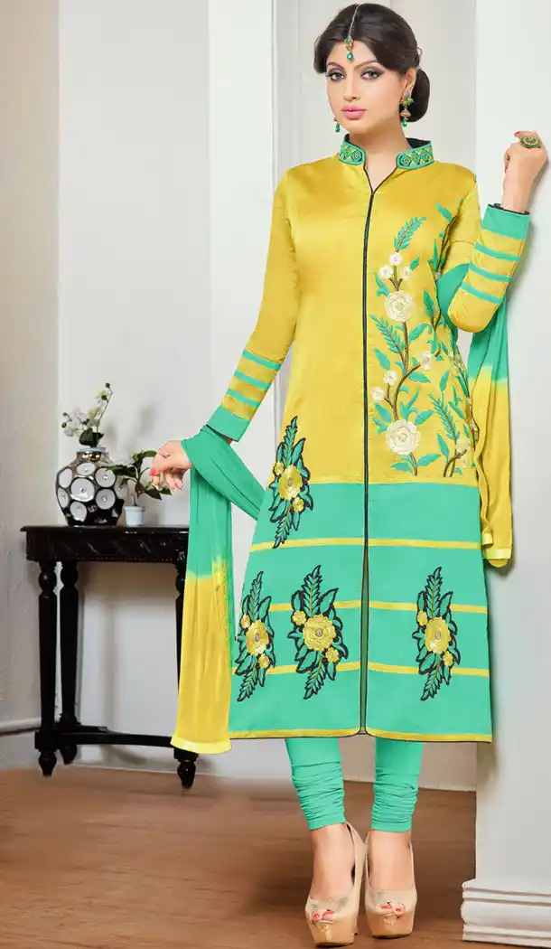 Cotton Fabric Yellow Office Wear Formal Stitched Churidar Suits with Dupatta | FH441169670
