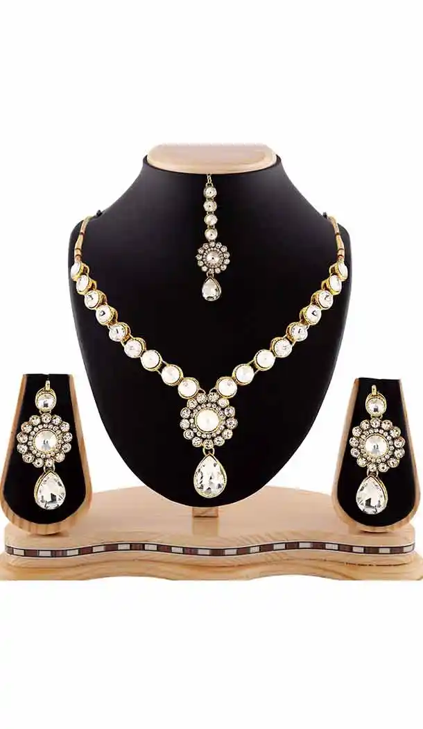 White Color Australian Stones Work Imitation Fashion Jewelry Necklaces | FH441369691