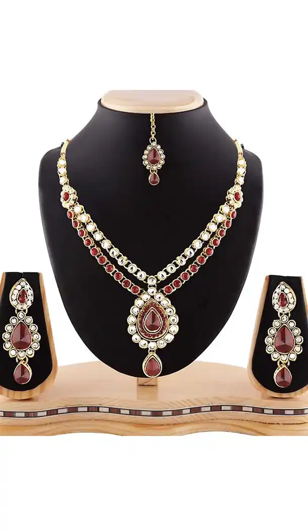 White,Maroon Color Australian Stones Work Precious Fashion Jewelry Necklaces | FH441469703