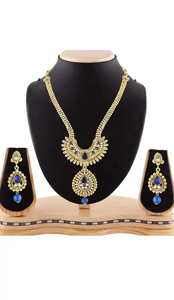 Blue,Gold Color Stone Work Precious Fashion Jewelry Necklaces | FH441569709
