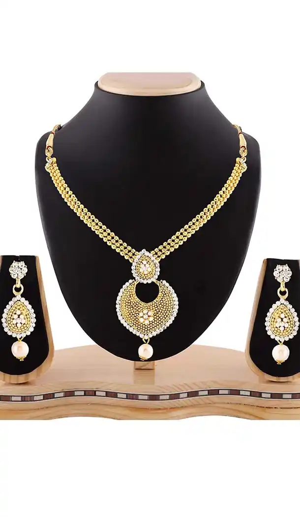 Gold Color Pearls Stone Work Precious Fashion Jewelry Necklaces | FH441569710