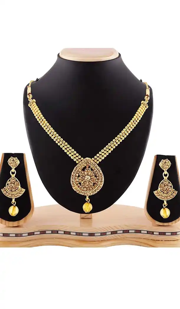 Beautiful Gold Color Stone Work Precious Fashion Jewelry Necklaces | FH441569712